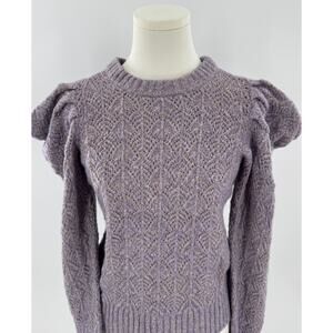 Veronica Beard Novah Puff Sleeve Lilac Purple Sweater Pointelle Knit XS S